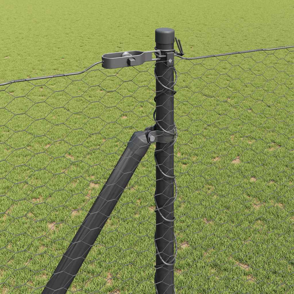 Hexagonal Fence with Post 50 x 1 m PVC-Coated Steel Mesh Length 50 m Grey Mesh size 25 mm mesh 1.6 m