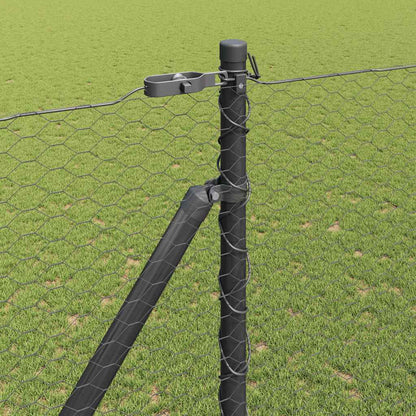 Hexagonal Fence with Post 50 x 1 m PVC-Coated Steel Mesh Length 50 m Grey Mesh size 25 mm mesh 1.6 m