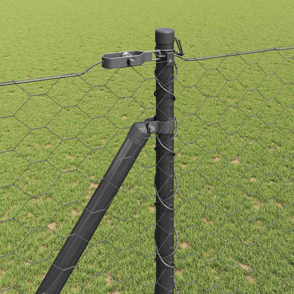 vidaXL Hexagonal Fence with Post 50 x 1.6 m PVC-Coated Steel Grey Mesh 3
