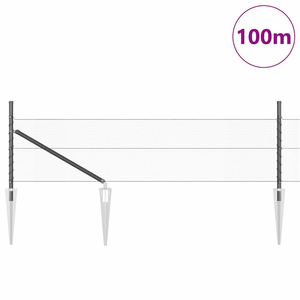 vidaXL Hexagonal Fence with Post 100 x 0.4 m PVC-Coated Steel Grey 2