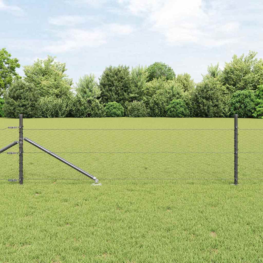 vidaXL Hexagonal Fence with Post 100 x 0.4 m PVC-Coated Steel Grey 1