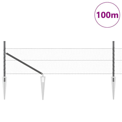 vidaXL Hexagonal Fence with Post 100 x 0.4 m PVC-Coated Steel Grey 3