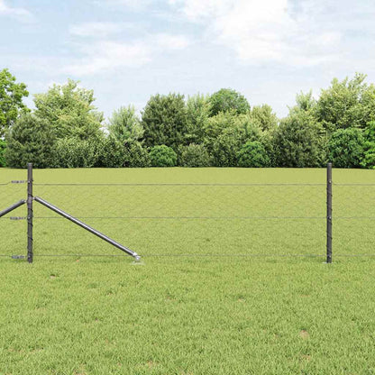 vidaXL Hexagonal Fence with Post 100 x 0.4 m PVC-Coated Steel Grey 1