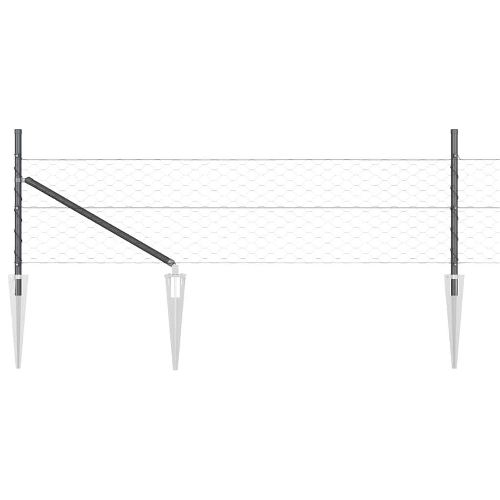 vidaXL Hexagonal Fence with Post 100 x 0.4 m PVC-Coated Steel Grey 4