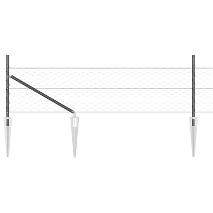 vidaXL Hexagonal Fence with Post 100 x 0.4 m PVC-Coated Steel Grey 4