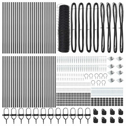 vidaXL Hexagonal Fence with Post 100 x 0.4 m PVC-Coated Steel Grey 2