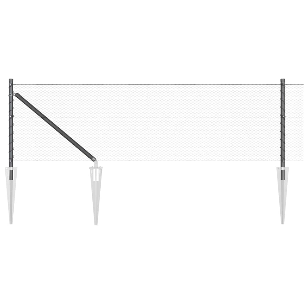 vidaXL Hexagonal Fence with Post 100 x 0.6 m PVC-Coated Steel Grey 5