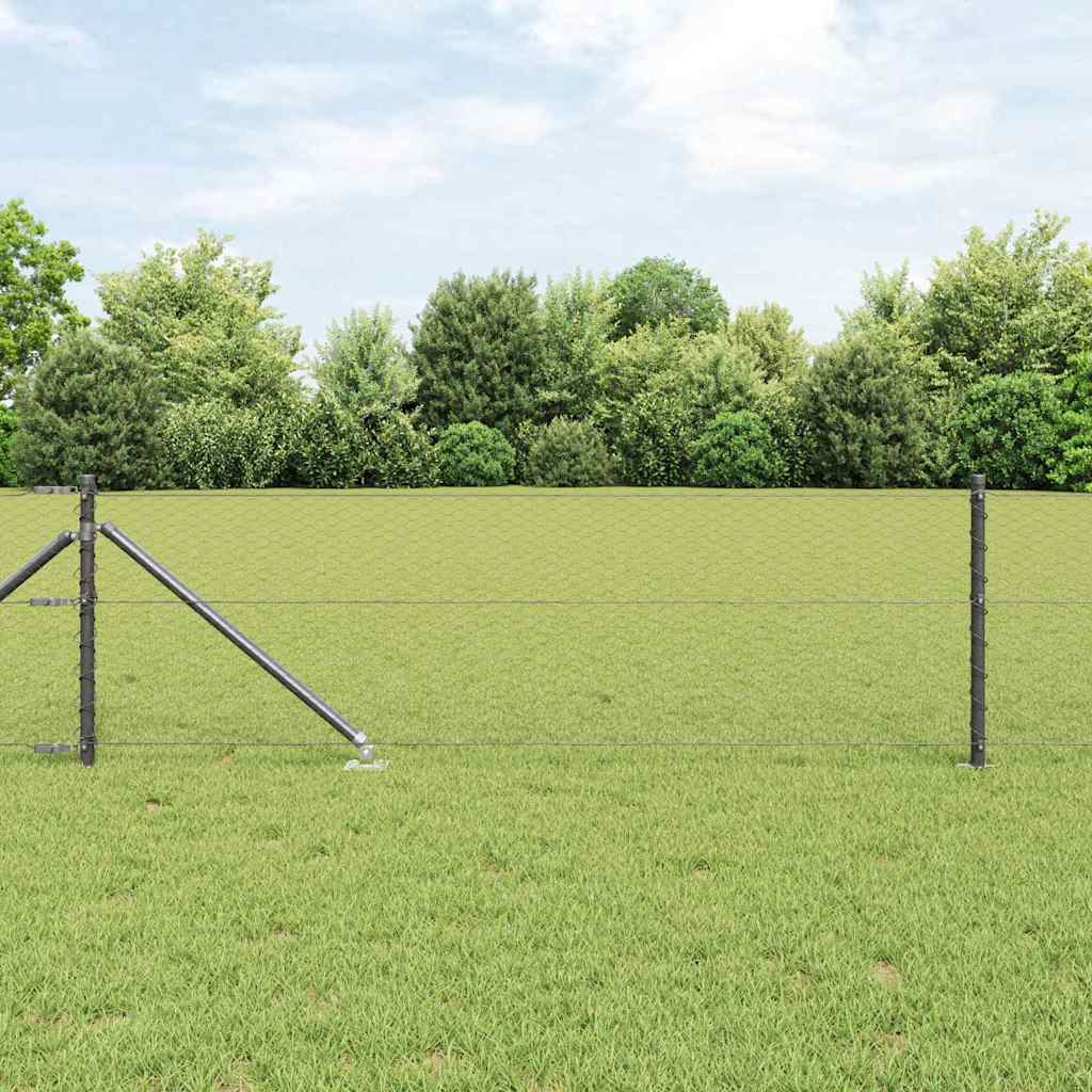 vidaXL Hexagonal Fence with Post 100 x 0.6 m PVC-Coated Steel Grey 1