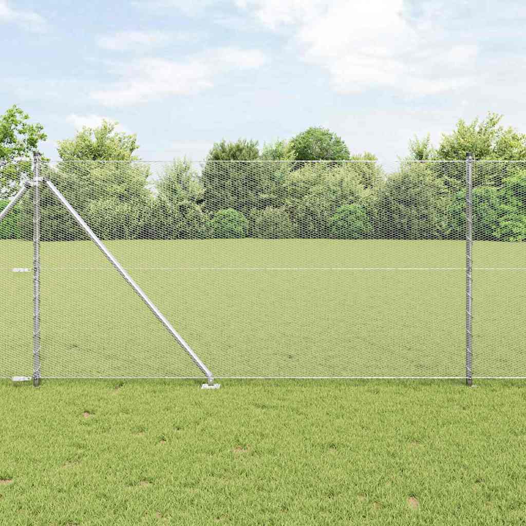 vidaXL Hexagonal Fence with Post 50 x 1 m Galvanised Steel Silver Mesh 1
