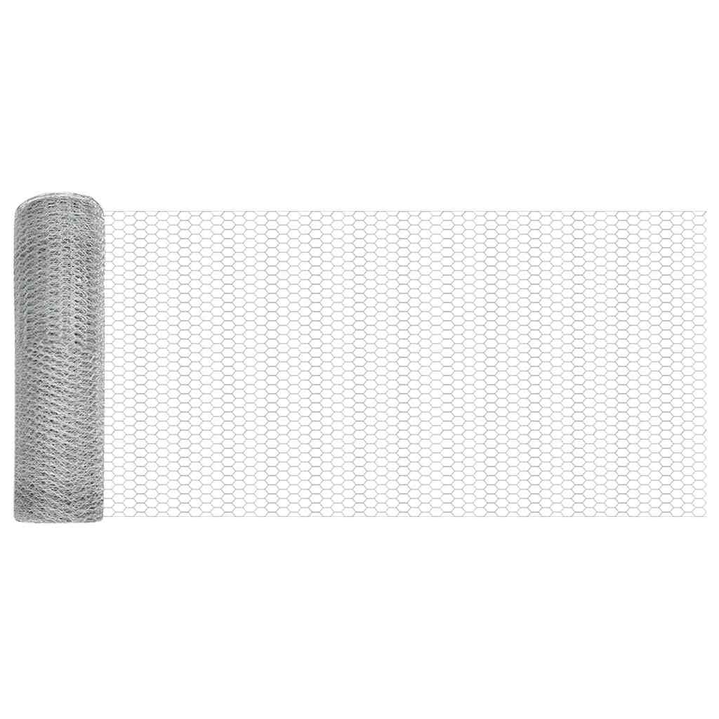 vidaXL Hexagonal Fence with Post 50 x 1 m Galvanised Steel Silver Mesh 6