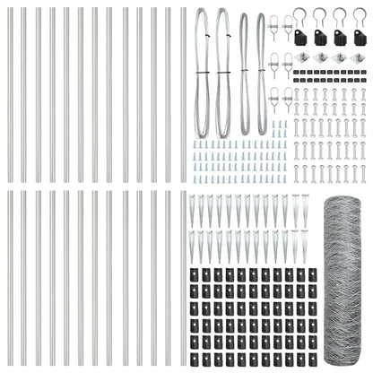 vidaXL Hexagonal Fence with Post 50 x 1 m Galvanised Steel Silver Mesh 5