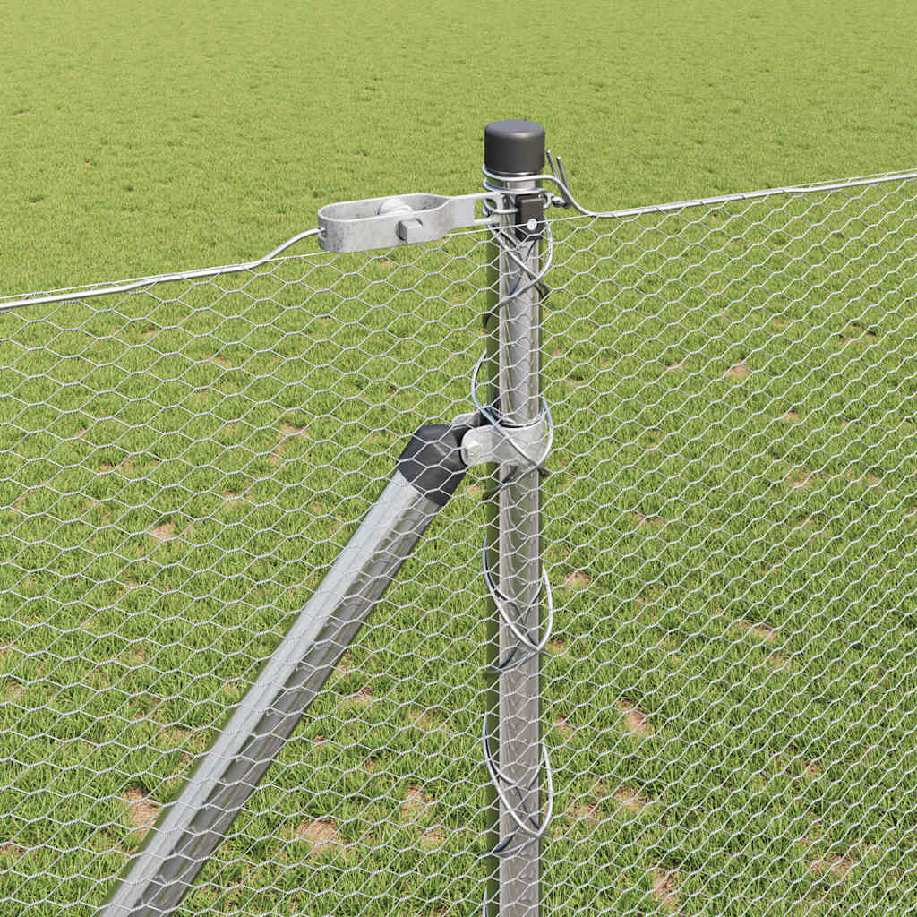 vidaXL Hexagonal Fence with Post 50 x 1.2 m Galvanised Steel Silver 4