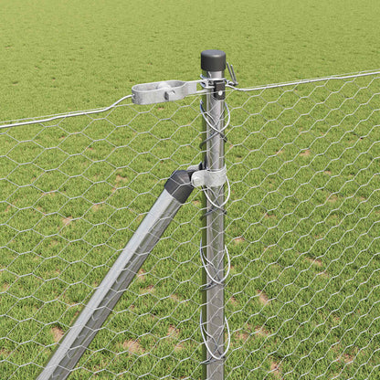 vidaXL Hexagonal Fence with Post 50 x 1.2 m Galvanised Steel Silver 4