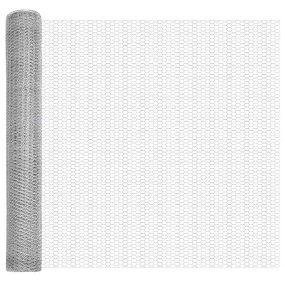 vidaXL Hexagonal Fence with Post 50 x 1.2 m Galvanised Steel Silver 6