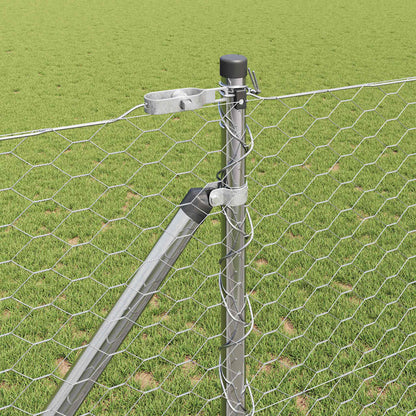 vidaXL Hexagonal Fence with Post 50 x 1.2 m Galvanised Steel Silver 4