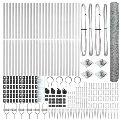vidaXL Hexagonal Fence with Post 50 x 1.2 m Galvanised Steel Silver 5