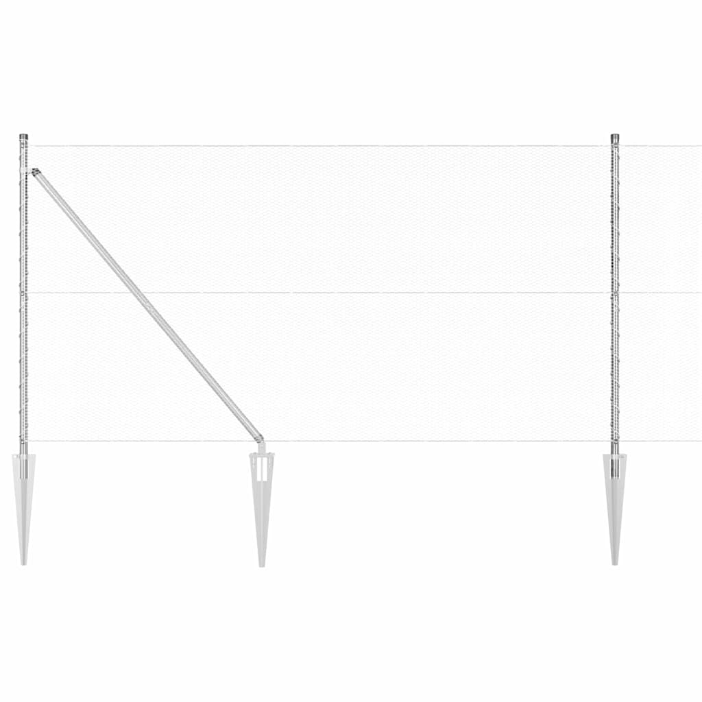 vidaXL Hexagonal Fence with Post 50 x 1.4 m Galvanised Steel Silver 2