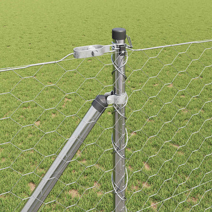 vidaXL Hexagonal Fence with Post 50 x 1.4 m Galvanised Steel Silver 4