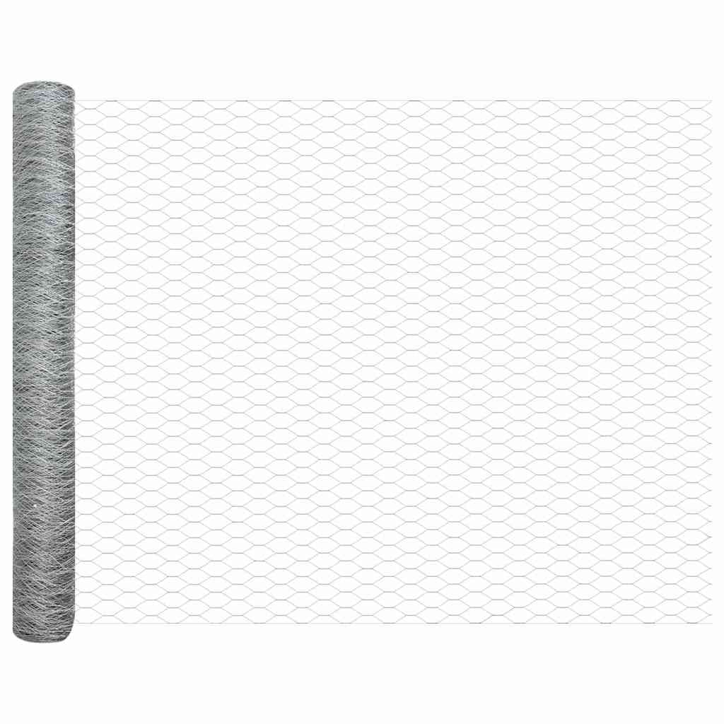 vidaXL Hexagonal Fence with Post 50 x 1.4 m Galvanised Steel Silver 6