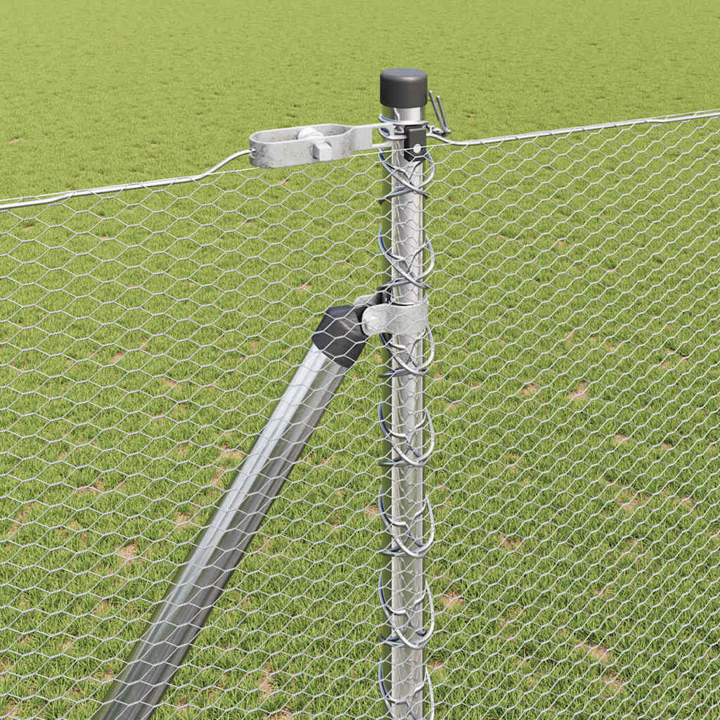 vidaXL Hexagonal Fence with Post 50 x 1.5 m Galvanised Steel Silver 4
