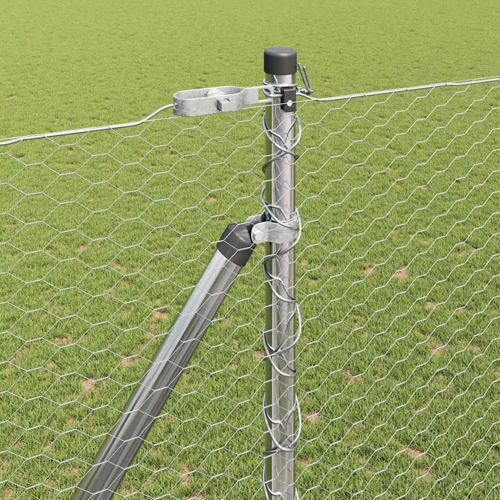 vidaXL Hexagonal Fence with Post 50 x 1.5 m Galvanised Steel Silver 4