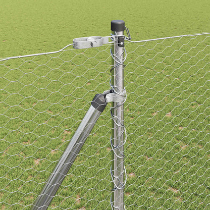vidaXL Hexagonal Fence with Post 50 x 1.5 m Galvanised Steel Silver 4