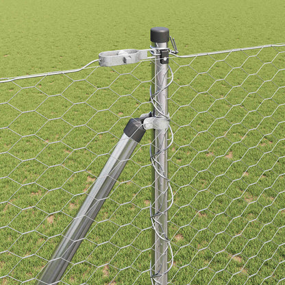 vidaXL Hexagonal Fence with Post 50 x 1.5 m Galvanised Steel Silver 4