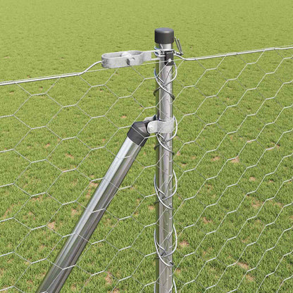 vidaXL Hexagonal Fence with Post 50 x 1.5 m Galvanised Steel Silver 4
