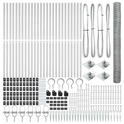 vidaXL Hexagonal Fence with Post 50 x 1.5 m Galvanised Steel Silver 5