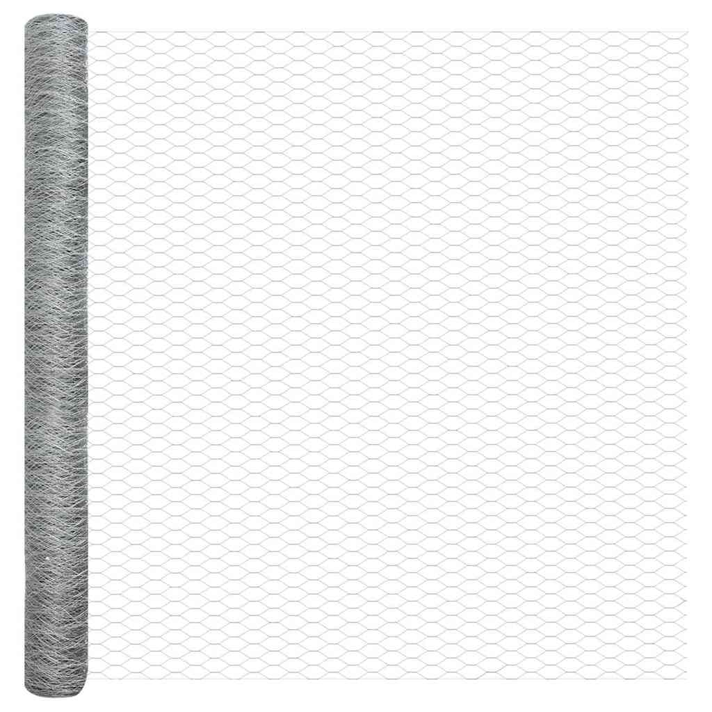 vidaXL Hexagonal Fence with Post 50 x 1.5 m Galvanised Steel Silver 6