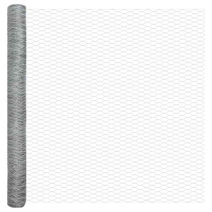 vidaXL Hexagonal Fence with Post 50 x 1.5 m Galvanised Steel Silver 6