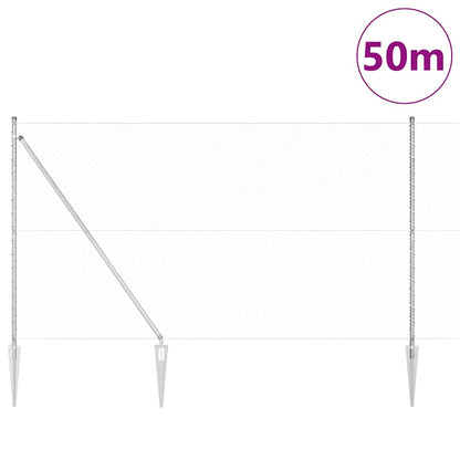 vidaXL Hexagonal Fence with Post 50 x 1.6 m Galvanised Steel Silver 3