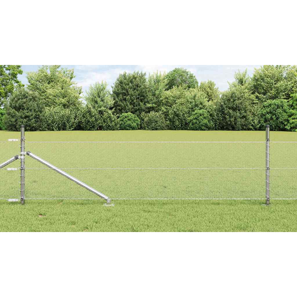 vidaXL Hexagonal Fence with Post 100 x 0.4 m Galvanised Steel Silver 1