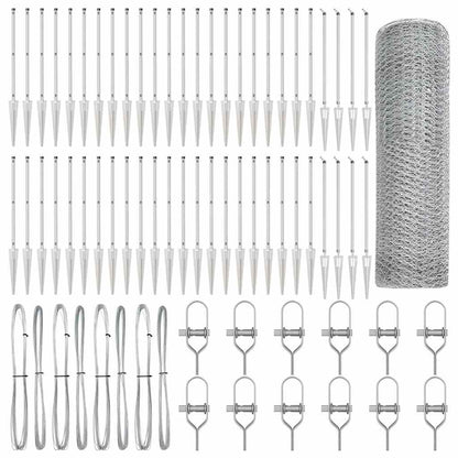vidaXL Hexagonal Fence with Post 100 x 0.4 m Galvanised Steel Silver 2