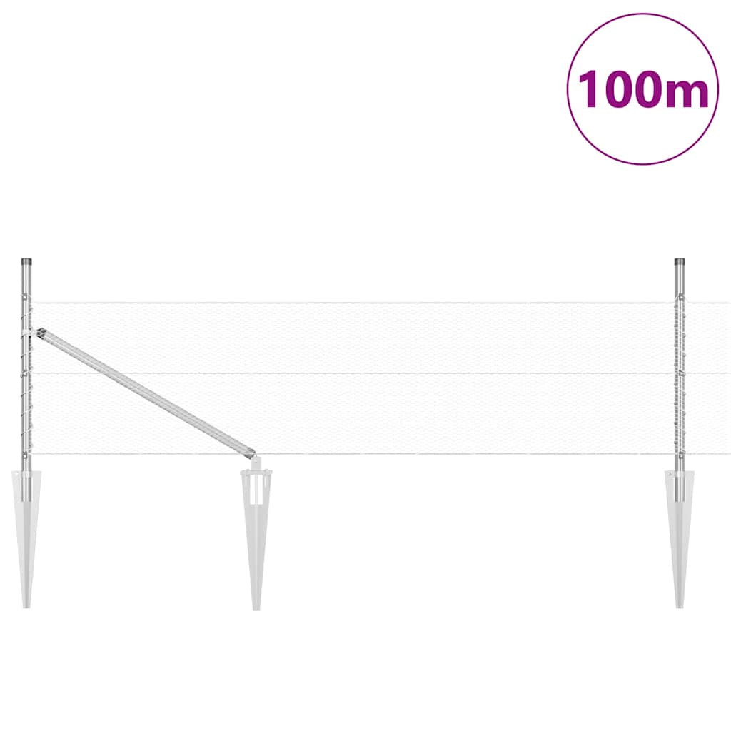 vidaXL Hexagonal Fence with Post 100 x 0.4 m Galvanised Steel Silver 3