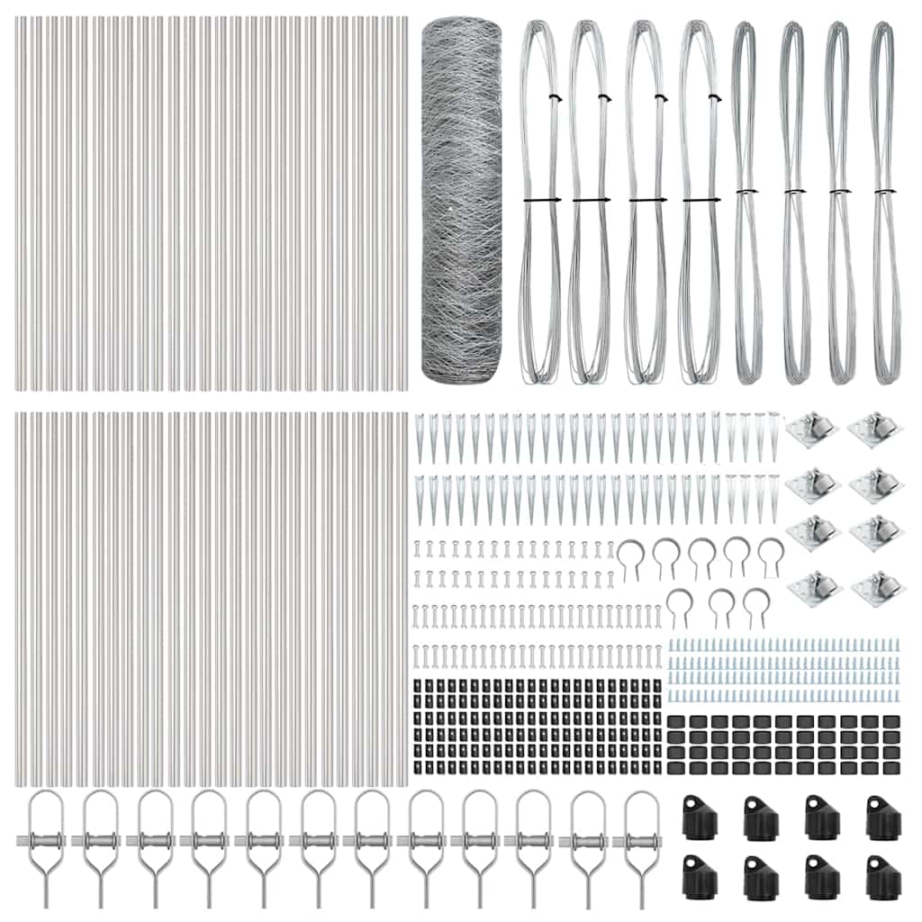 vidaXL Hexagonal Fence with Post 100 x 0.4 m Galvanised Steel Silver 5