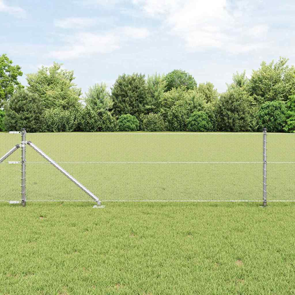 vidaXL Hexagonal Fence with Post 100 x 0.6 m Galvanised Steel Silver 1