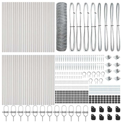 vidaXL Hexagonal Fence with Post 100 x 0.8 m Galvanised Steel Silver 4