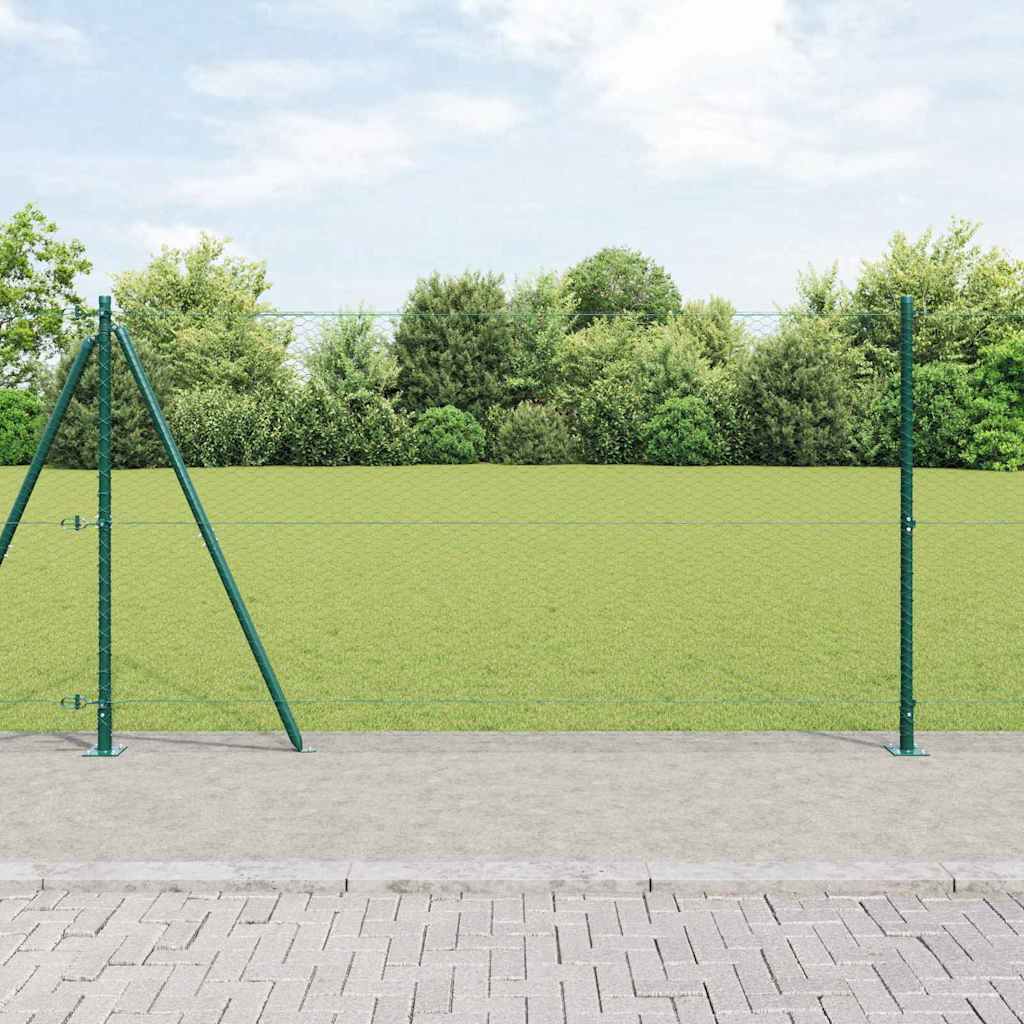 vidaXL Hexagonal Fence with Concrete Base 50 x 1 m PVC-Coated Steel Green mesh Size 25 mm mesh