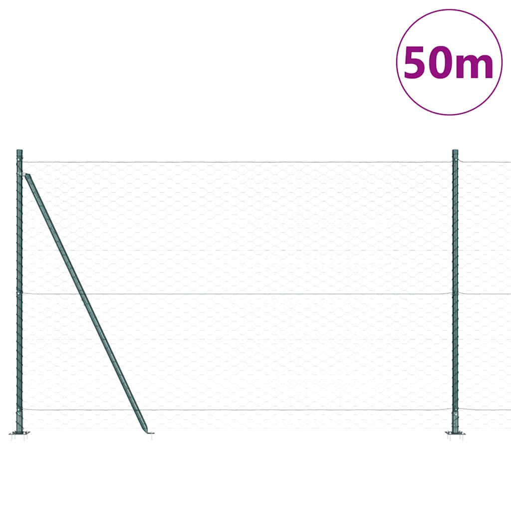 vidaXL Hexagonal Fence with Concrete Base 50 x 1.6 m PVC-Coated Steel 3