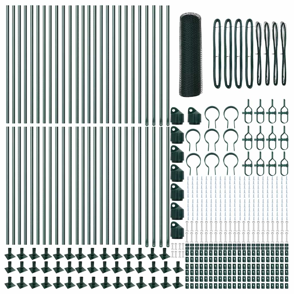 vidaXL Hexagonal Fence with Concrete Base 100 x 0.6 m PVC-Coated Steel 6