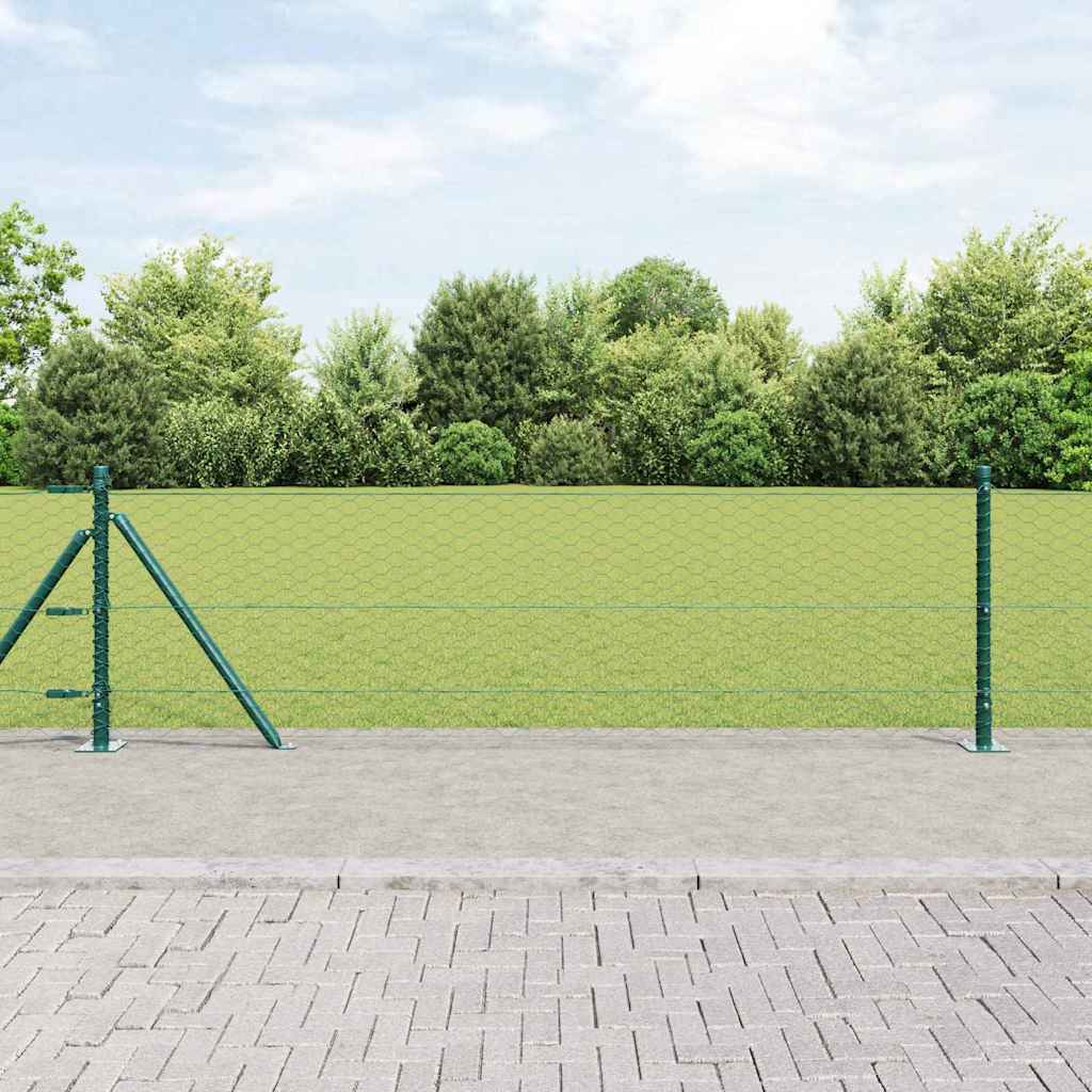 vidaXL Hexagonal Fence with Concrete Base 100 x 0.6 m PVC-Coated Steel 1