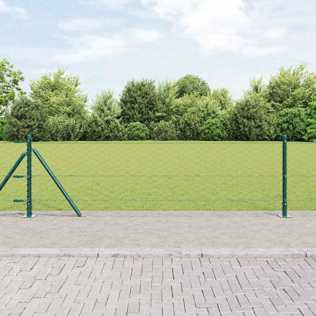 vidaXL Hexagonal Fence with Concrete Base 100 x 0.6 m PVC-Coated Steel 1