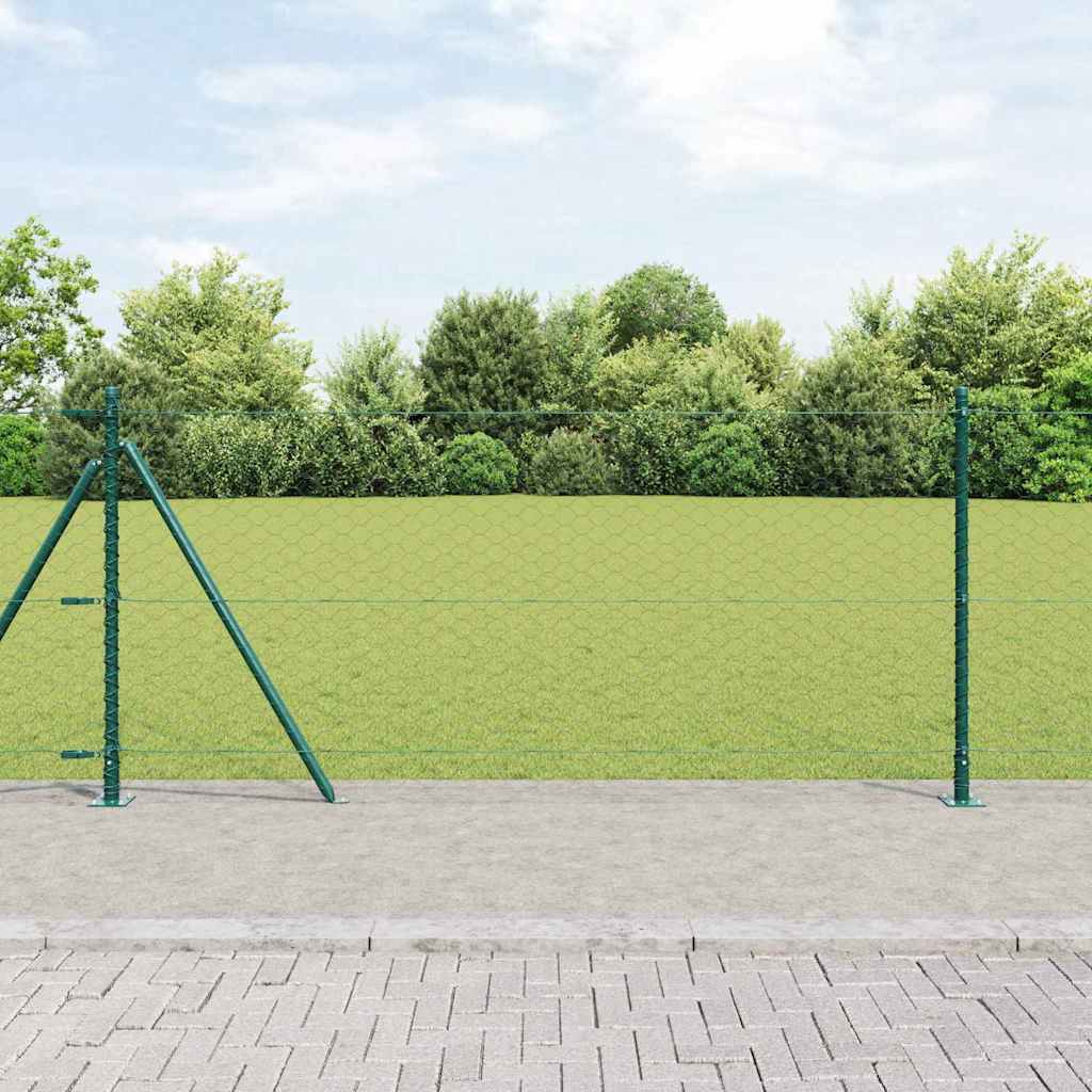 vidaXL Hexagonal Fence with Concrete Base 100 x 0.8 m PVC-Coated Steel 1