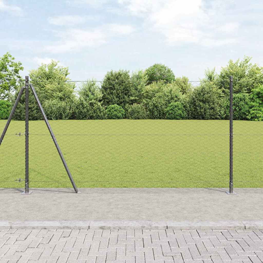 vidaXL Hexagonal Fence with Concrete Base 50 x 1.6 m PVC-Coated Steel 1