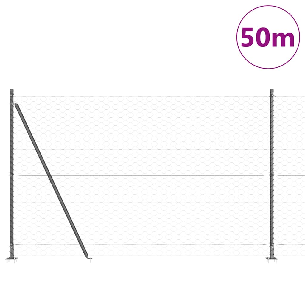 vidaXL Hexagonal Fence with Concrete Base 50 x 1.6 m PVC-Coated Steel 3
