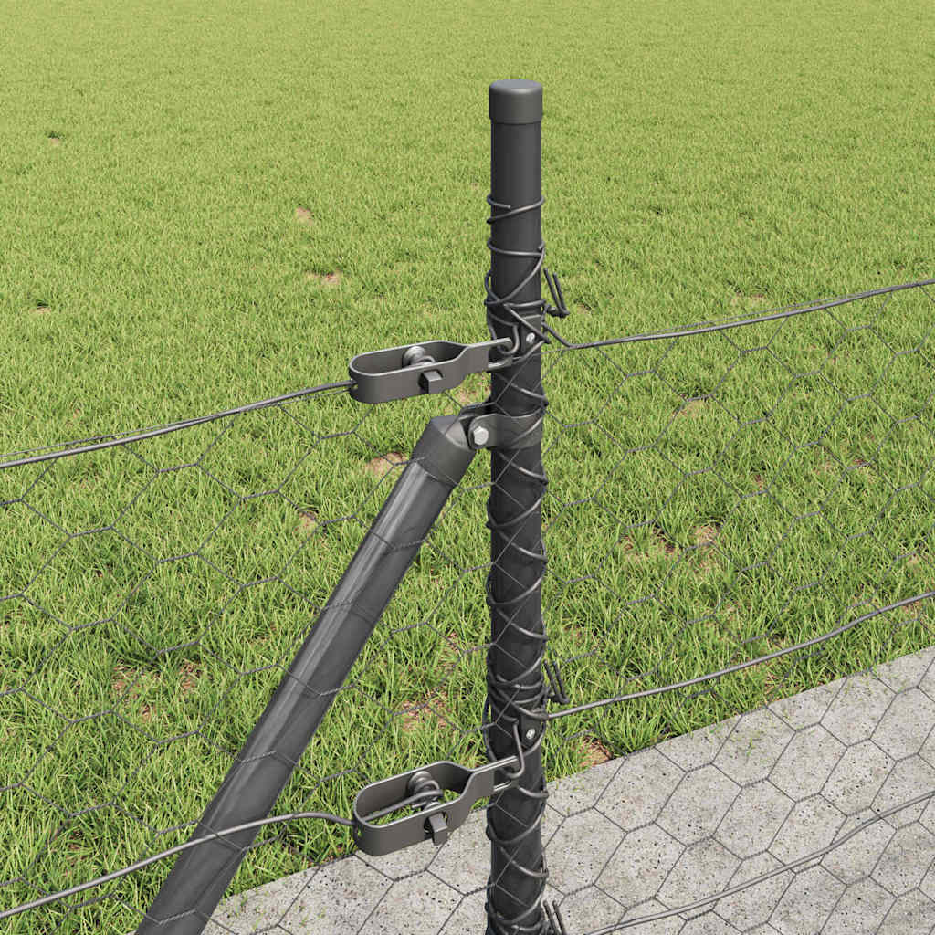 vidaXL Hexagonal Fence with Concrete Base 100 x 0.5 m PVC-Coated Steel 5