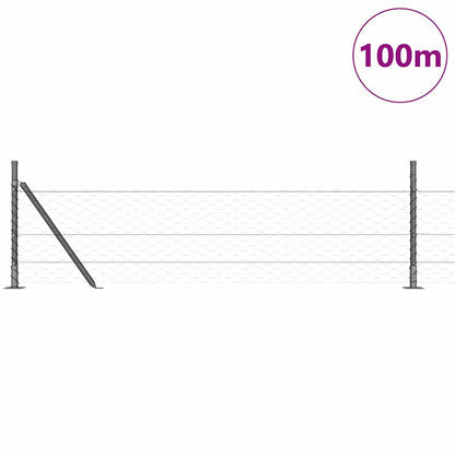 Hexagonal Fence with Concrete Base 100 x 1 m PVC-Coated Steel Length 100 m Grey Mesh size 50 mm mesh 0.5 m