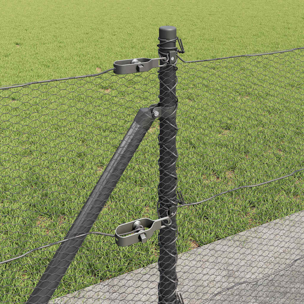 vidaXL Hexagonal Fence with Concrete Base 100 x 0.6 m PVC-Coated Steel 5