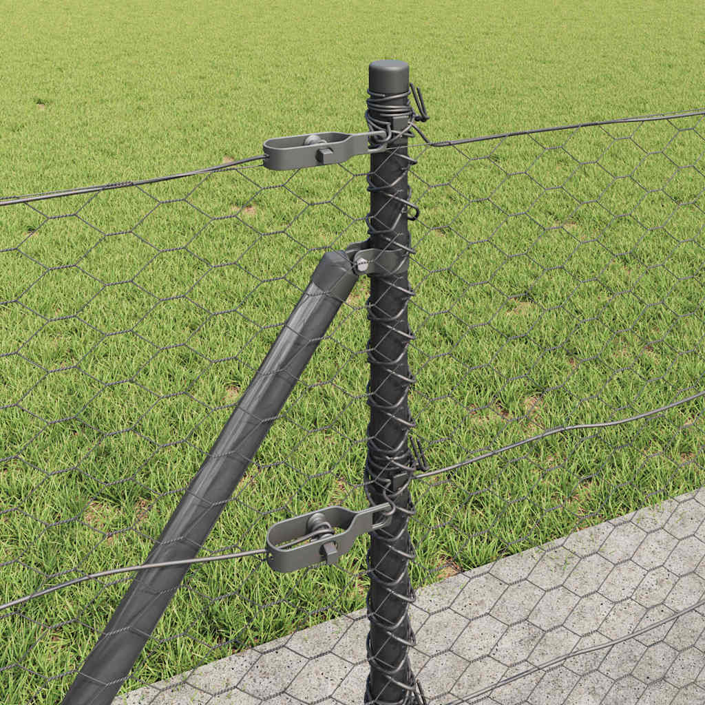 vidaXL Hexagonal Fence with Concrete Base 100 x 0.6 m PVC-Coated Steel 5